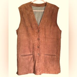 Vintage Genuine Suede Vest Brown Long Line Women’s Size XXL